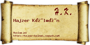 Hajzer Kálmán névjegykártya